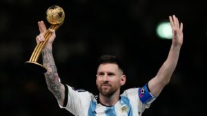 Lionel Messi receives the golden ball 2022