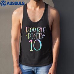 10 Double Digits 10 Year Old 10th Birthday Girl Tie Dye Tank Top