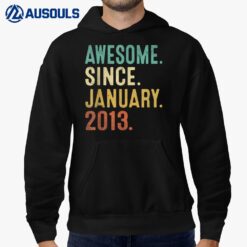 10 Year Old Boy Awesome Since January 2013 10th Birthday Hoodie