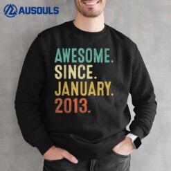 10 Year Old Boy Awesome Since January 2013 10th Birthday Sweatshirt