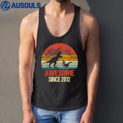 10 Year Old Boy Dinosaur Awesome Since 2012 10th Birthday Tank Top