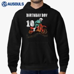 10 Year Old Gifts Riding Into 10 Dirt Bike 10th Birthday Boy Hoodie