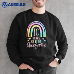 10 Years Of Being Awesome Rainbow Tie Dye 10th Birthday Girl Sweatshirt