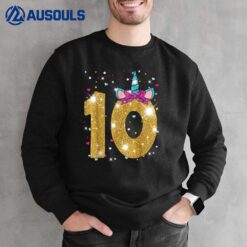 10 Years Old Girl Ten 10th Birthday Unicorn Sweatshirt