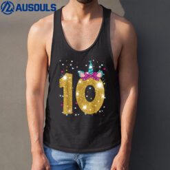 10 Years Old Girl Ten 10th Birthday Unicorn Tank Top