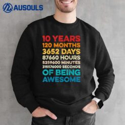 10th Birthday 10 Years of Being Awesome Vintage 10 Years Old Sweatshirt