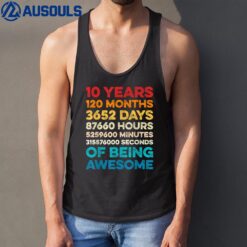 10th Birthday 10 Years of Being Awesome Vintage 10 Years Old Tank Top