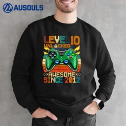 10th Birthday Gift Boys Level 10 Unlocked 10 Year Old Gamer Sweatshirt