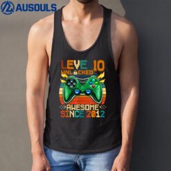 10th Birthday Gift Boys Level 10 Unlocked 10 Year Old Gamer Tank Top