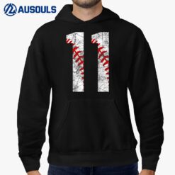 11th Birthday Baseball Big Number Eleven 11 Year Old Boy Hoodie