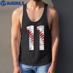 11th Birthday Baseball Big Number Eleven 11 Year Old Boy Tank Top