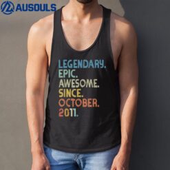 11th Birthday Boy Legendary Epic Awesome Since October 2011 Tank Top