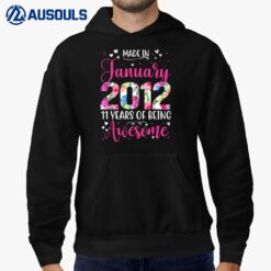 11th Birthday Floral Gift for Girls Born in January 2012 Hoodie