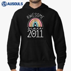 11th Birthday Gifts Awesome Since 2011 Rainbow 11 Years Old Hoodie