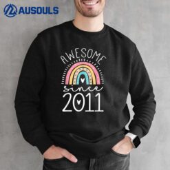 11th Birthday Gifts Awesome Since 2011 Rainbow 11 Years Old Sweatshirt