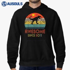 12 Year Old Gift Dinosaur Awesome Since 2011 12th Birthday Hoodie