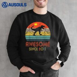 12 Year Old Gift Dinosaur Awesome Since 2011 12th Birthday Sweatshirt