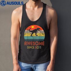 12 Year Old Gift Dinosaur Awesome Since 2011 12th Birthday Tank Top