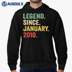 13 Year Old Gift Legend Since January 2010 13th Birthday Boy Hoodie