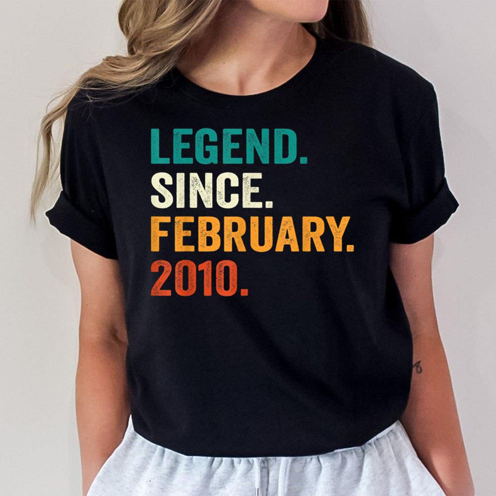 13 Years Old Gifts 13th Bday Boys Legend Since February 2010 T-Shirt Hoodie Sweatshirt For Men Women