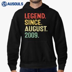 13 Years Old Gifts Legend Since August 2009 13th Birthday Hoodie