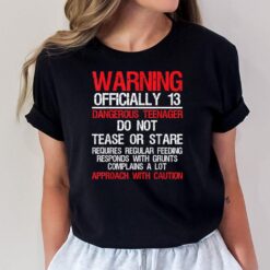 13 Years Old Warning Dangerous nager 13th Birthday T-Shirt