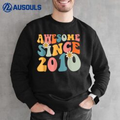 13th Birthday Gift Awesome Since 2010 13 Year Old Groovy Sweatshirt