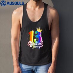 13th Birthday Official Nager In Rainbow 13 Year Old Girls Tank Top