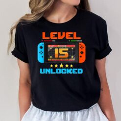 15 Year Old Level 15 Unlocked 15th Birthday Boy Video Games T-Shirt