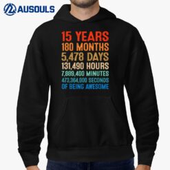 15 Years Of Being Awesome 15th Birthday Boys Girls nager Hoodie