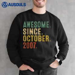 15th Birthday Awesome Since October 2007 Gift 15 Years Old Sweatshirt