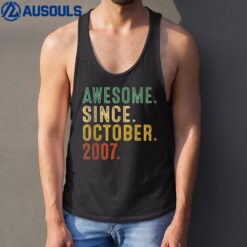 15th Birthday Awesome Since October 2007 Gift 15 Years Old Tank Top