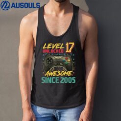 17 Yrs Old Gift Level 17 Unlocked Video Gamer 17 Birthday Tank Top