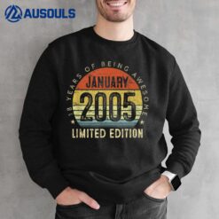 18th Birthday Gift Vintage January 2005 18 Years Old Boy Sweatshirt