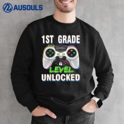 1st Grade Level Unlocked Gamer First Day Of School Boys Sweatshirt