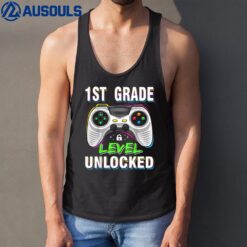 1st Grade Level Unlocked Gamer First Day Of School Boys Tank Top