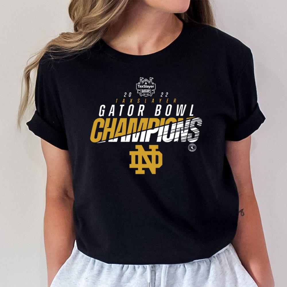 2022 NCAA Notre Dame Fighting Irish TaxSlayer Gator Bowl Champions T-Shirt Hoodie Sweatshirt For Men Women