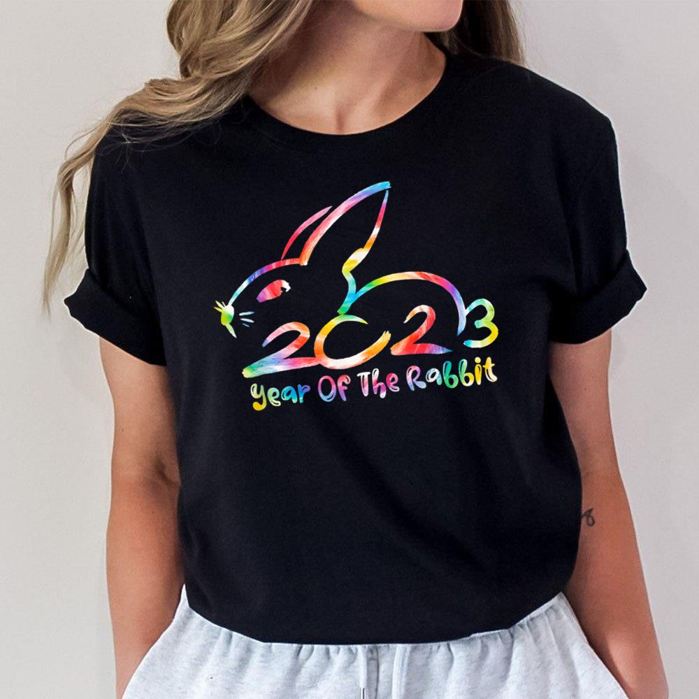2023 Year Of The Rabbit Tie Dye Happy New Year Cute Rabbit T-Shirt Hoodie Sweatshirt For Men Women