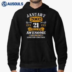 21 Years Old Gifts Vintage 21st Birthday Since January 2002 Hoodie