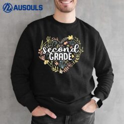 2nd Second Grade Floral Heart Back To School Teacher Girls Sweatshirt