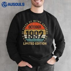 30 Year Old Awesome Since October 1992 30th Birthday Gift Sweatshirt