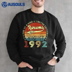 30 Year Old gift Awesome Since August 1992 30th Birthday Sweatshirt