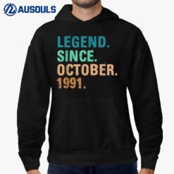 31 Years Old Gifts Legend Since October 1991 31st Birthday Hoodie
