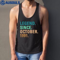 31 Years Old Gifts Legend Since October 1991 31st Birthday Tank Top