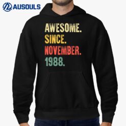 34 Years Old Awesome Since November 1988 34th Birthday Hoodie