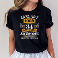 34 Years Old Gifts Vintage 34th Birthday Since January 1989 T-Shirt