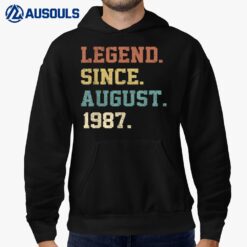 35 Years Old Gifts Legend Since August 1987th Birthday Hoodie