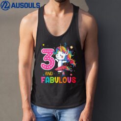 3 And Fabulous Unicorn Rainbow Birthday 3 Year Old Gifts Tank Top