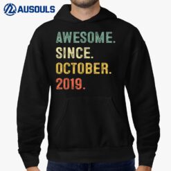 3 Years Old Boy Awesome Since October 2019 3rd Birthday Gift Hoodie