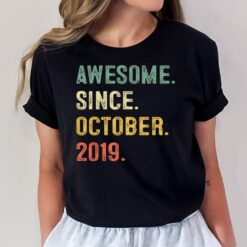 3 Years Old Boy Awesome Since October 2019 3rd Birthday Gift T-Shirt